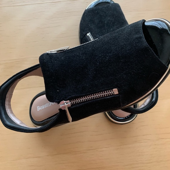 BeautiFeel - Women’s Slingback Sandal Shoes (black suede-size 37) - Picture 4 of 5